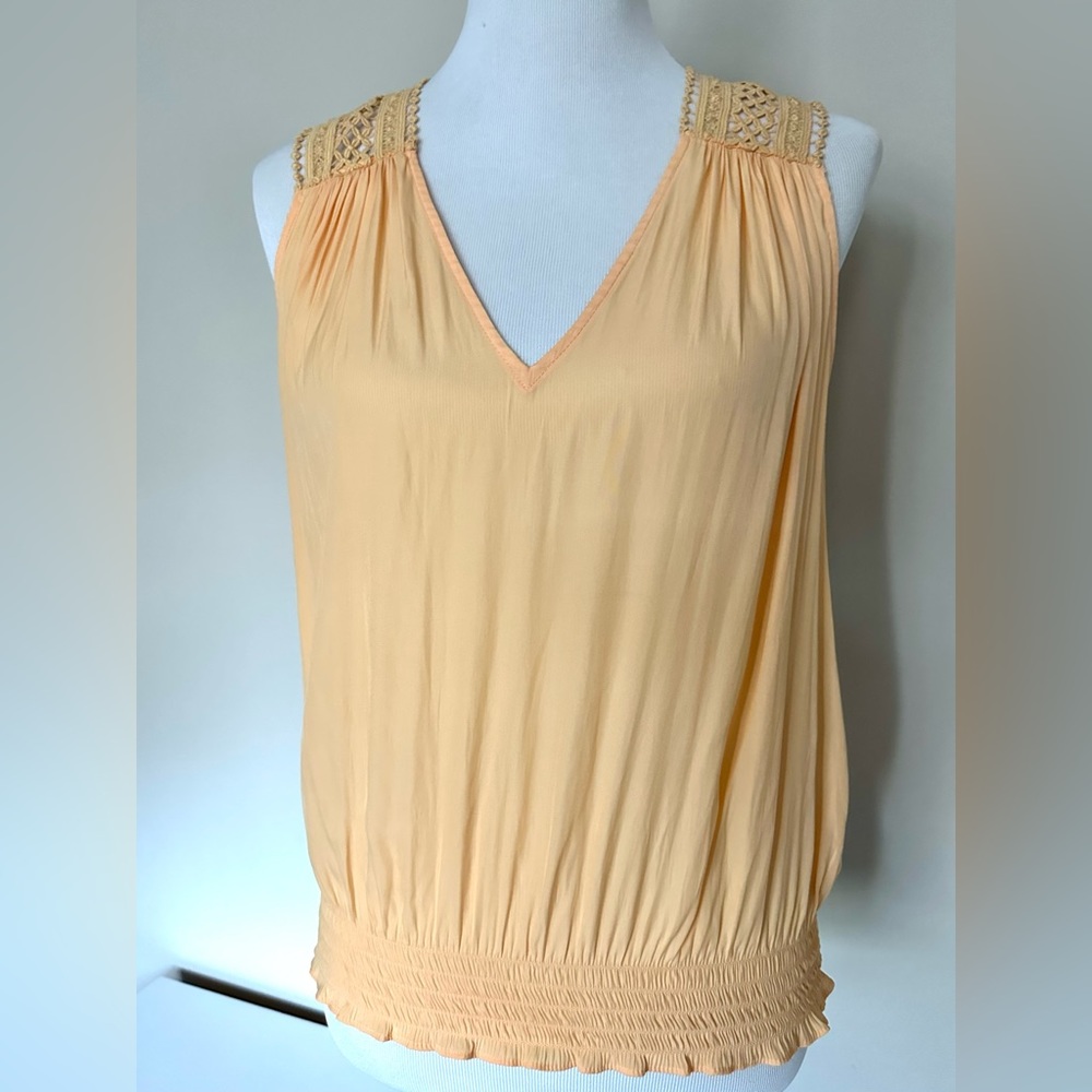 Ramy Brook Yellow Tank Top Blouse Shirred Sz S